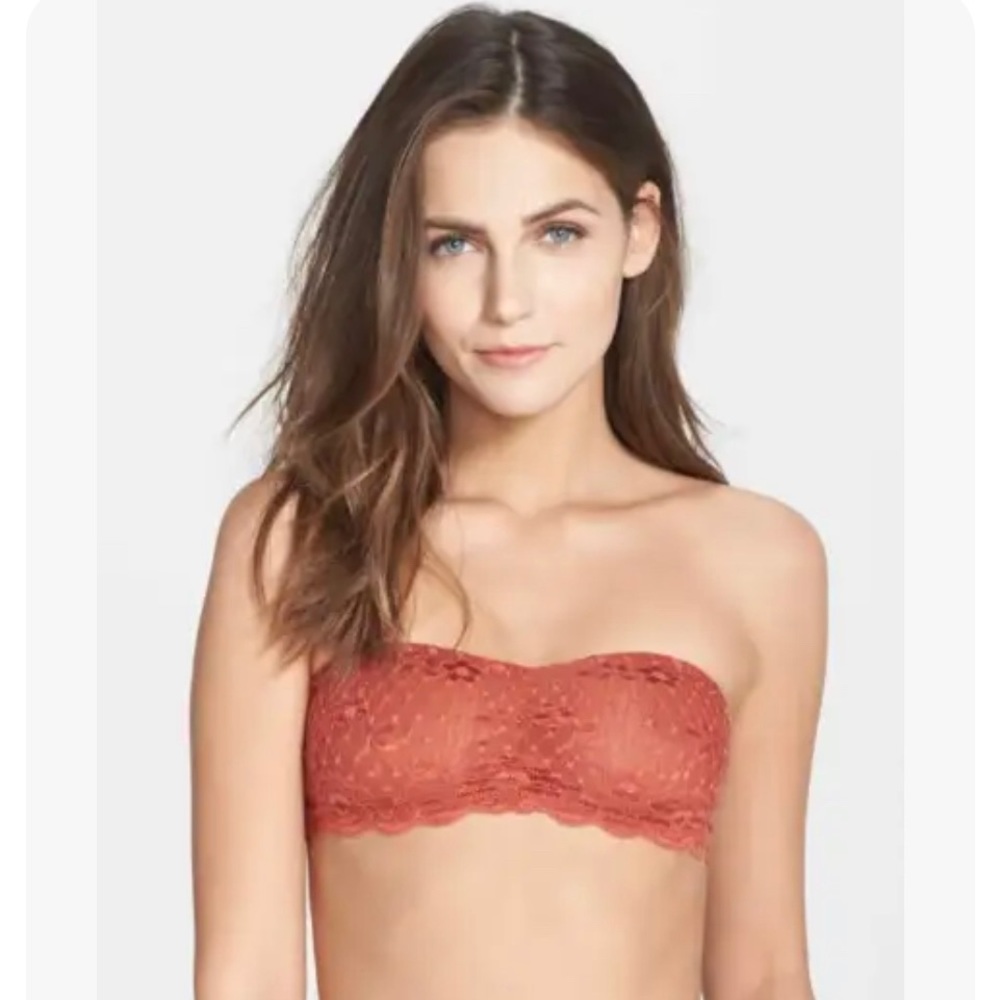 Intimately Free People Lace Strappy Back Bandeau Bra Terracotta and Black